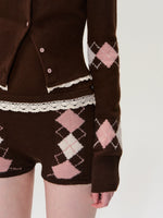 Brown Argyle Knit Set