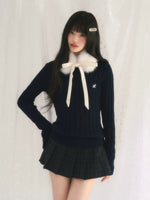 Detachable Snood Cable Knit Top