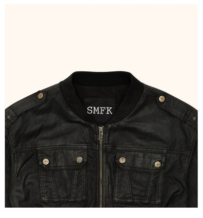 Ancient Myth Wax-coated Short Bomber Jacket