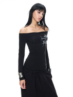Gothic Off-Shoulder Printed Top