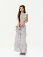 Cross-Halter Chiffon Set