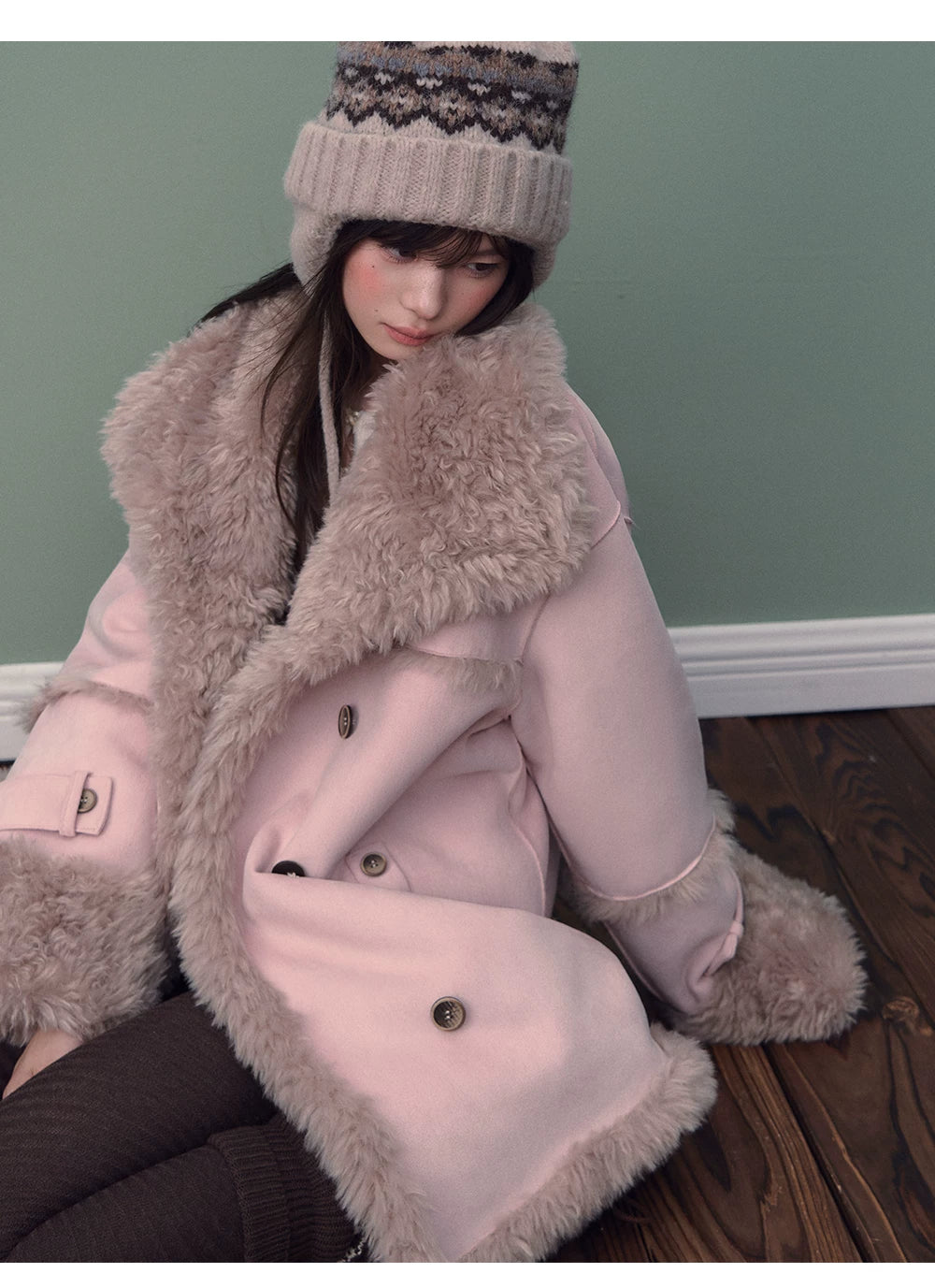 Vintage Suede Faux Fur Coat