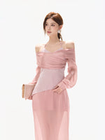 Off-Shoulder Chiffon Maxi Dress