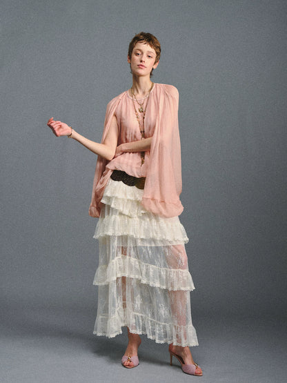 Mist Pink Cape Chiffon Blouse