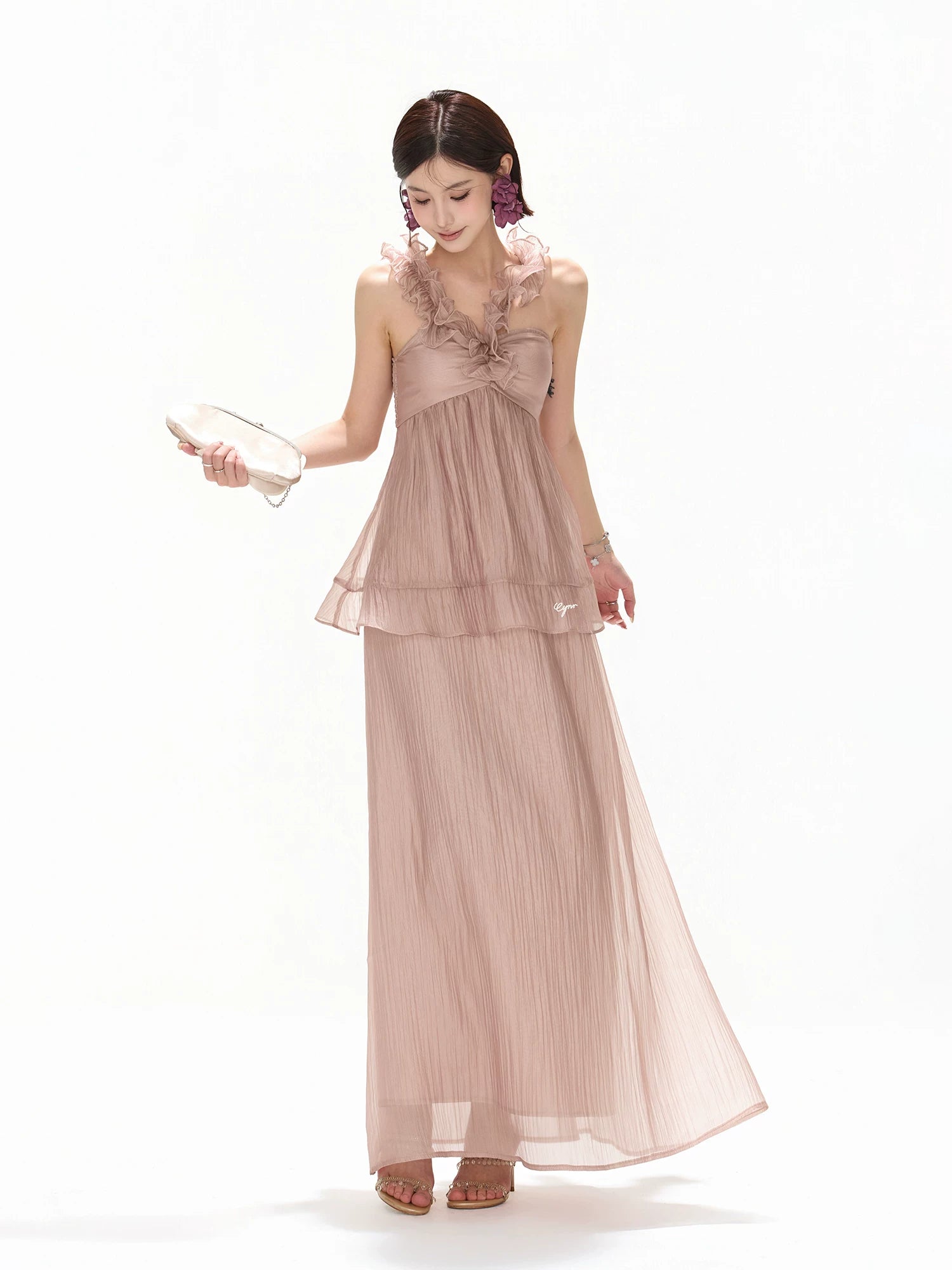 Ruffle Halter Maxi Dress
