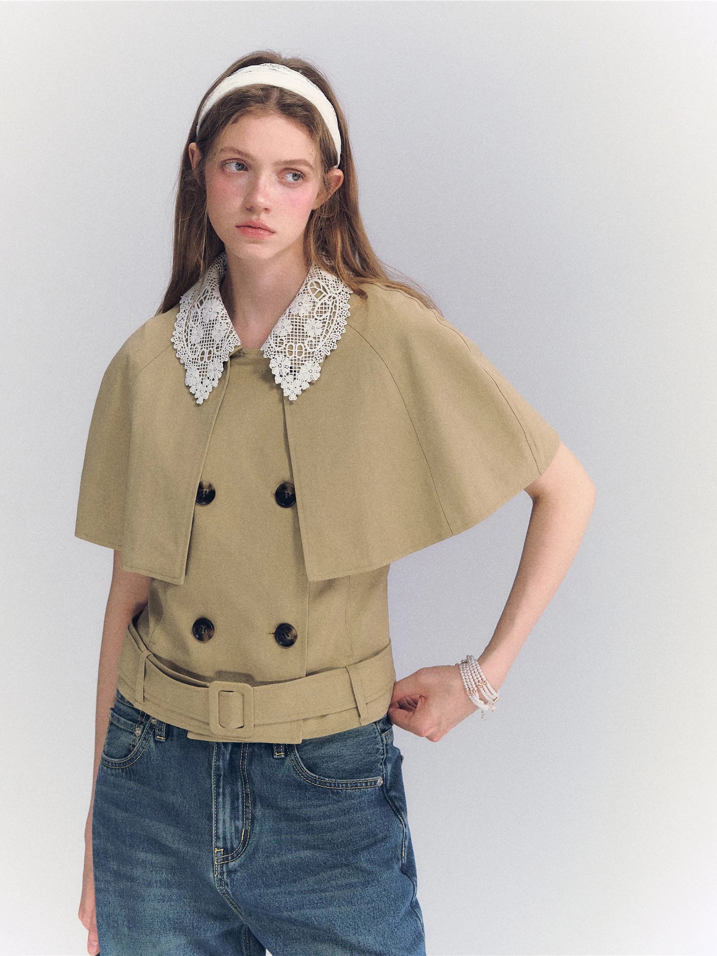 Lace Collar Cape Jacket