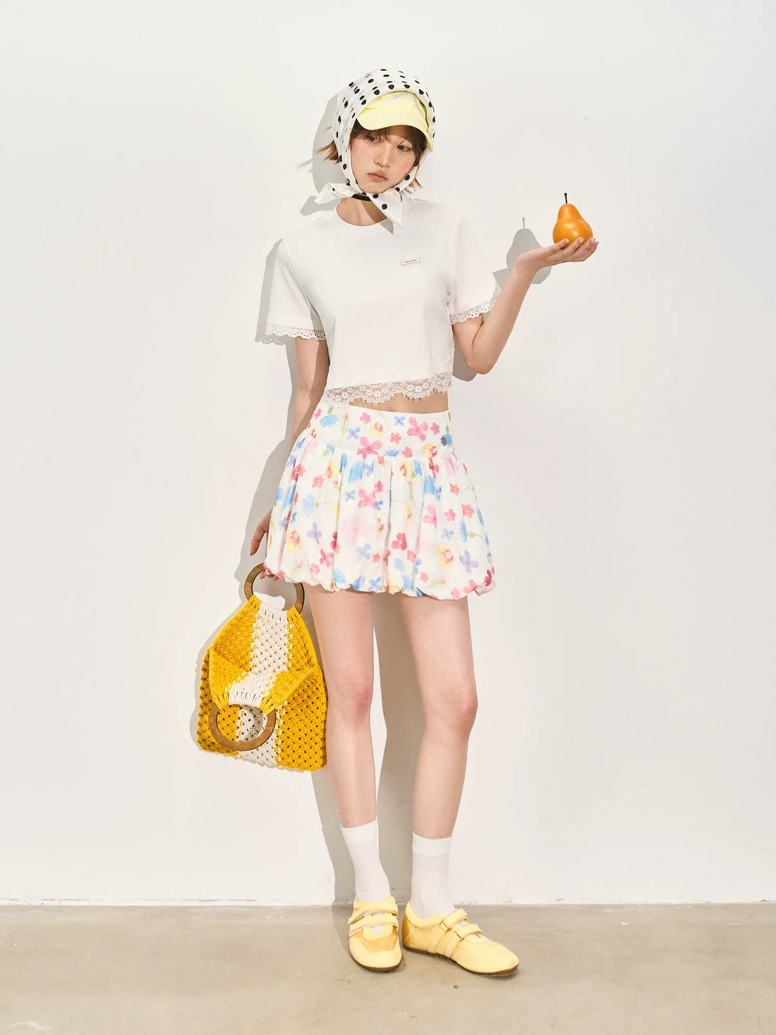 Lace-edged Patchwork Short-sleeve T-shirt