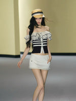 Ruffle Trim One Shoulder Knit Top