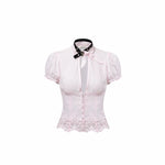 French V-Neck Ruffle Shirt