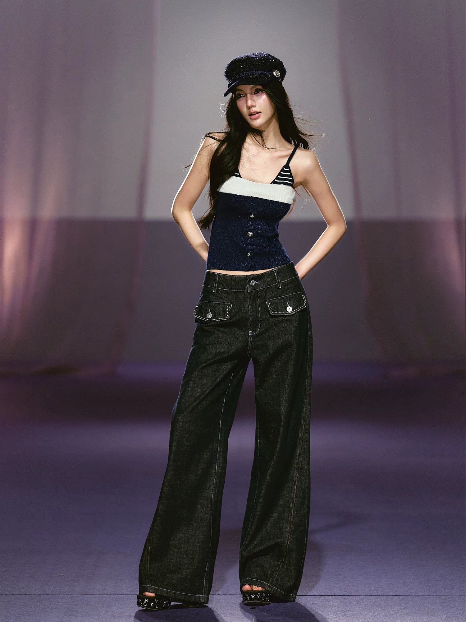 Wide-Leg Denim Trousers