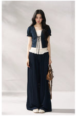 Navy Blue Floral Lace Set