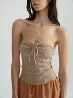 Two-Tone Tie-Strap Knit Bustier
