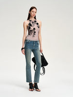 Flocked Mesh Floral Violet Cami