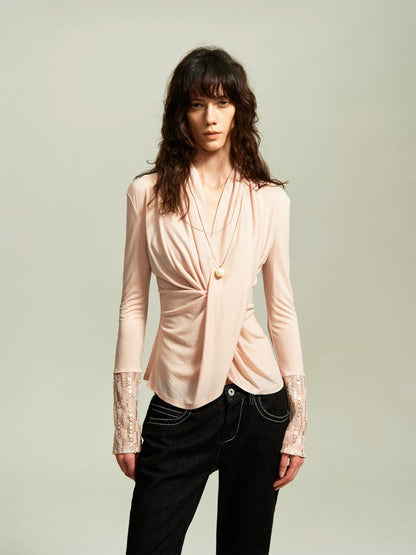 Cross Draped Acetate Top