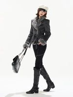 Suede Shearling Belted Jacket