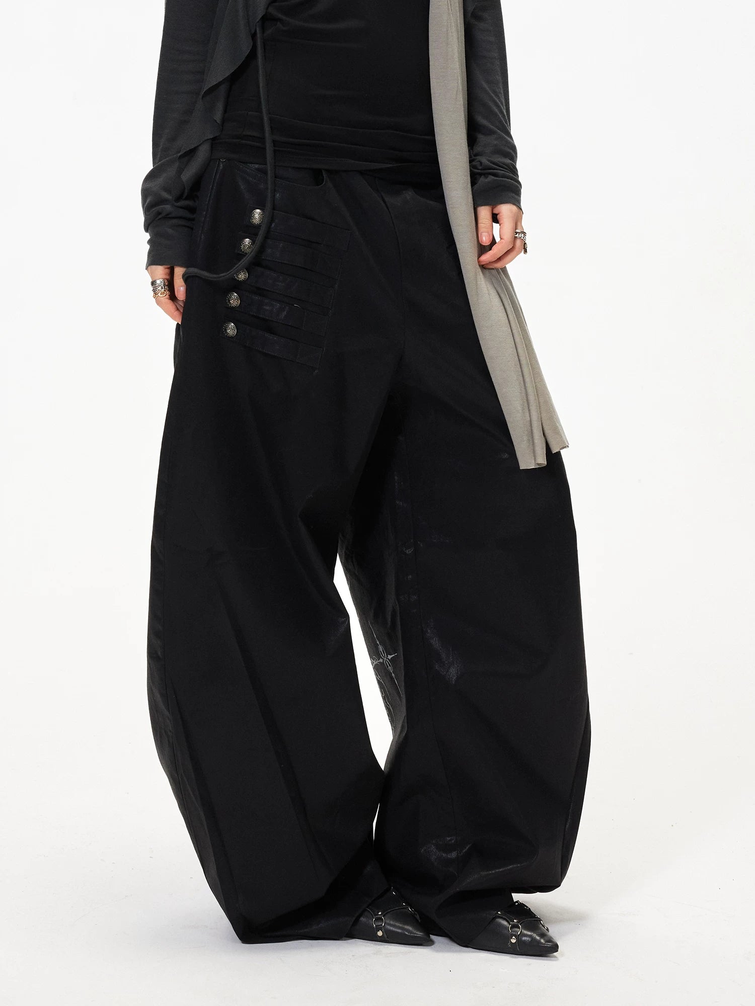 Button Wide Leg Pants