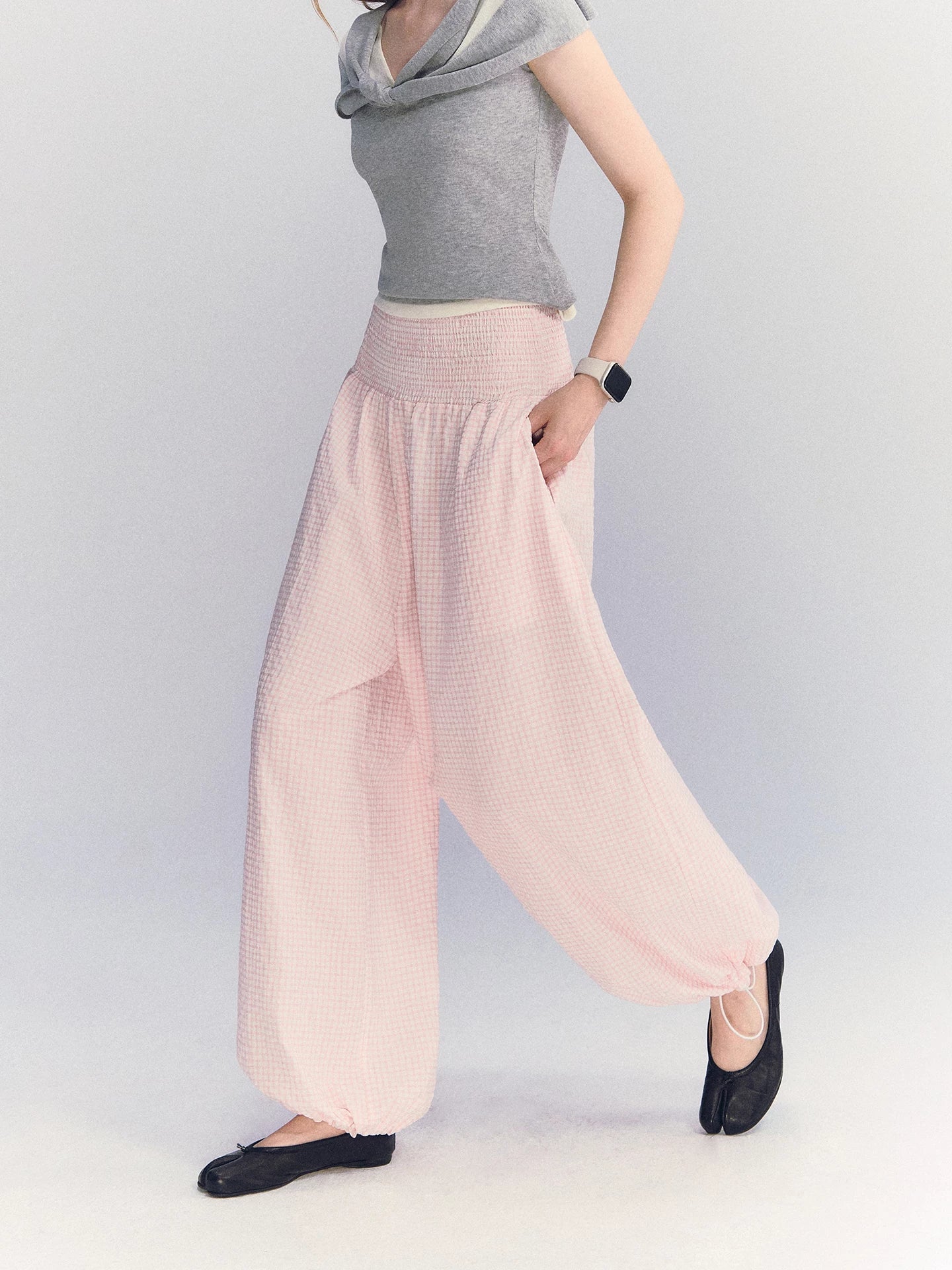 Plaid Lantern Pants