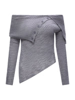 Gray Off Shoulder Asymmetric Cut Top