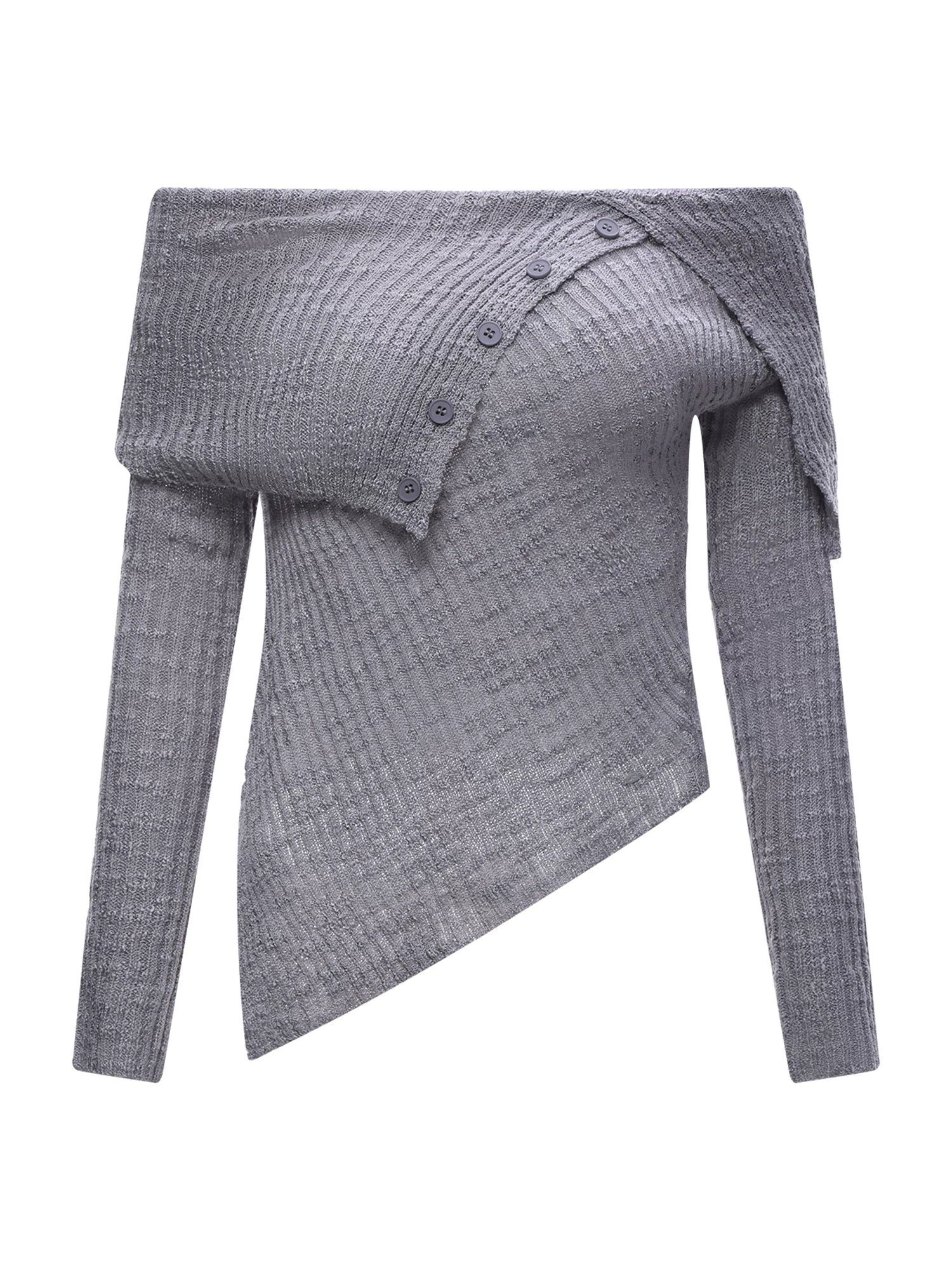Gray Off Shoulder Asymmetric Cut Top