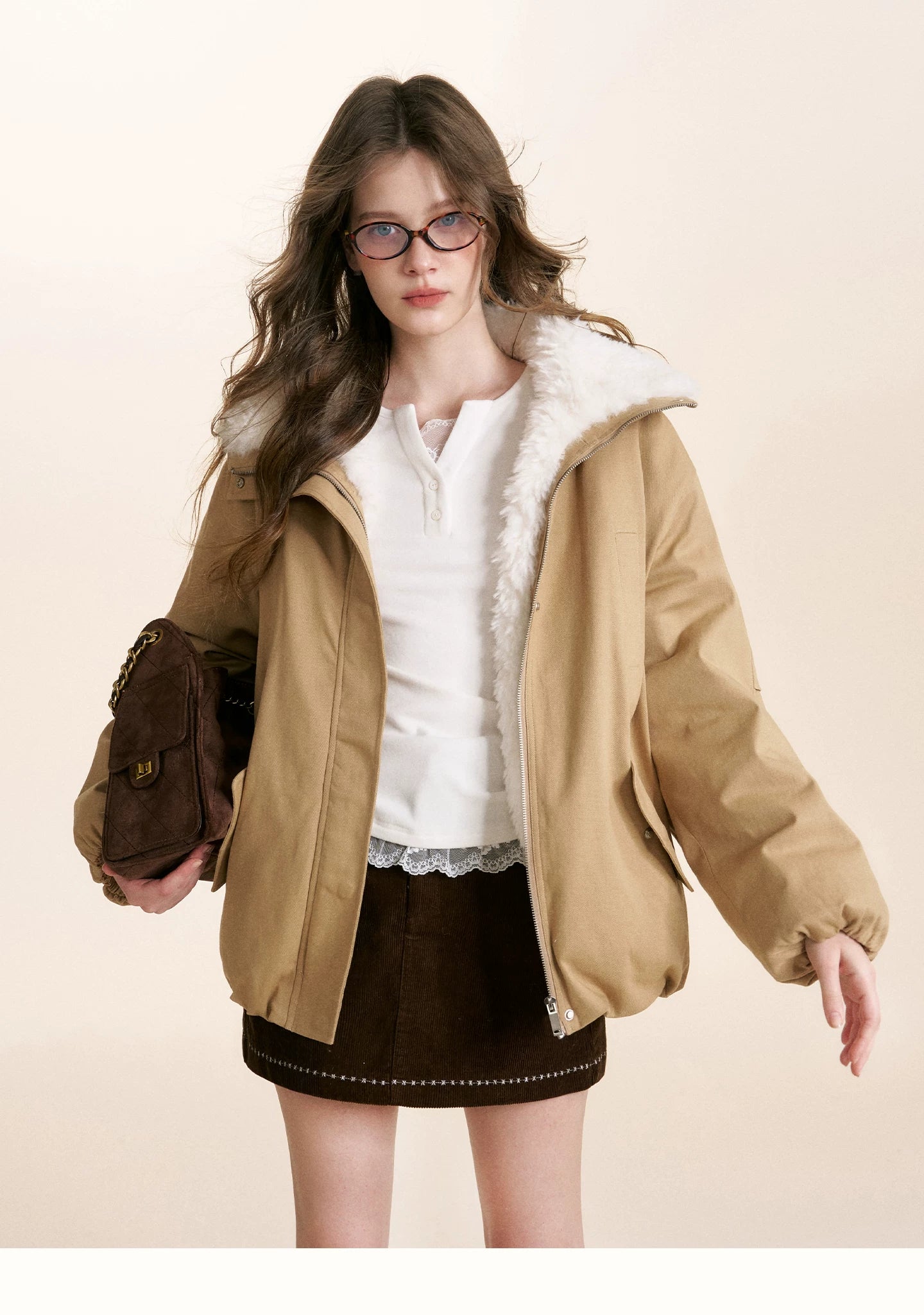 Shearling Collar Parka Jacket