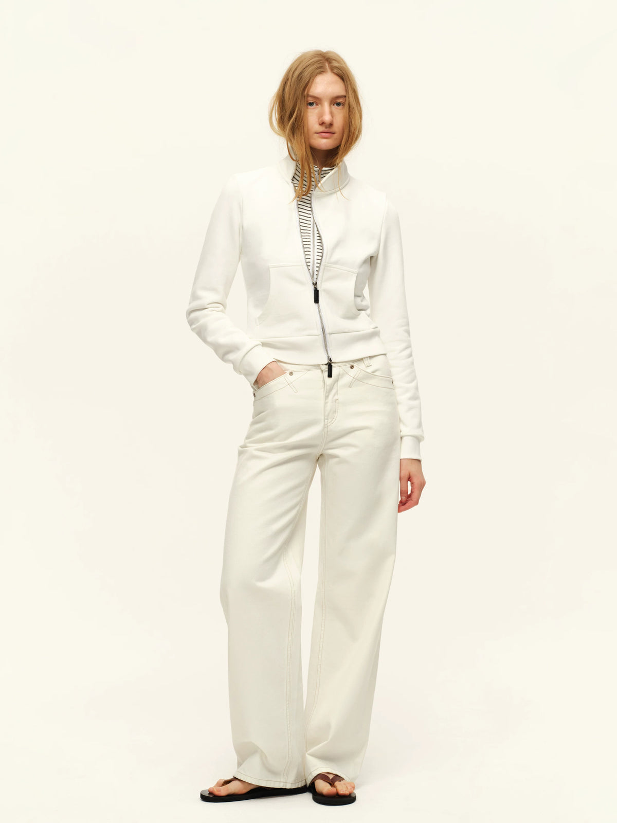 White Mid-Rise Straight Jeans