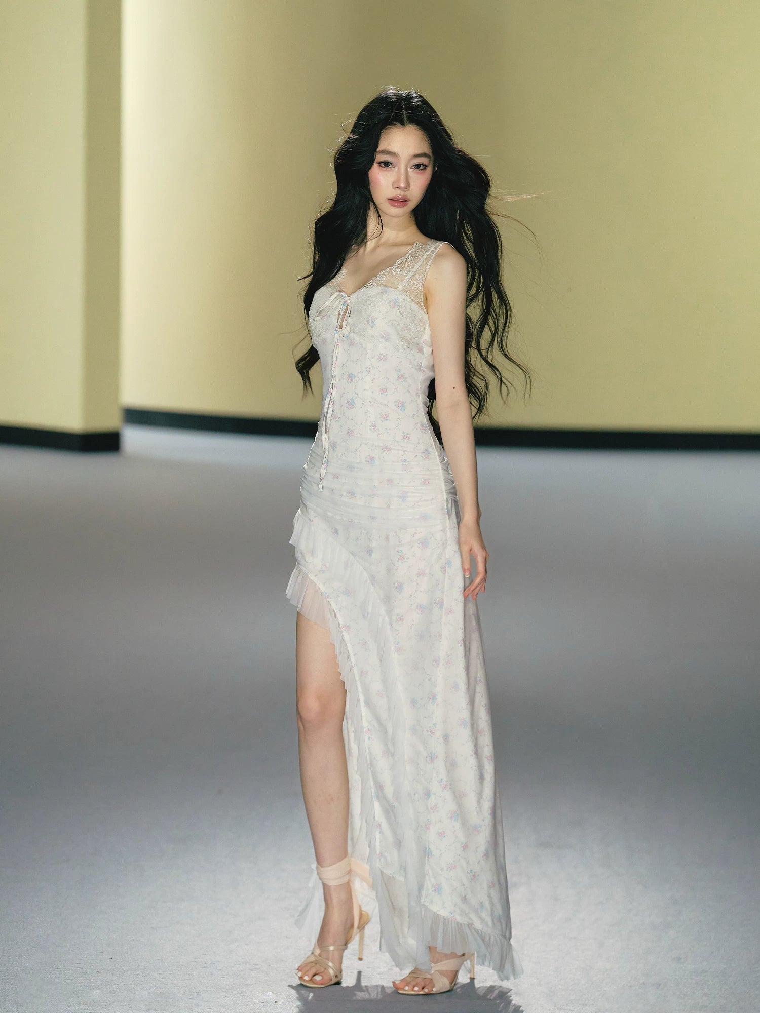 Floral Mesh Lace Maxi Dress