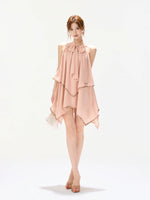 Light Pink Crystal Satin Dress