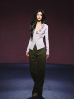 Pocket Diamond Stitching Straight-Leg Pants