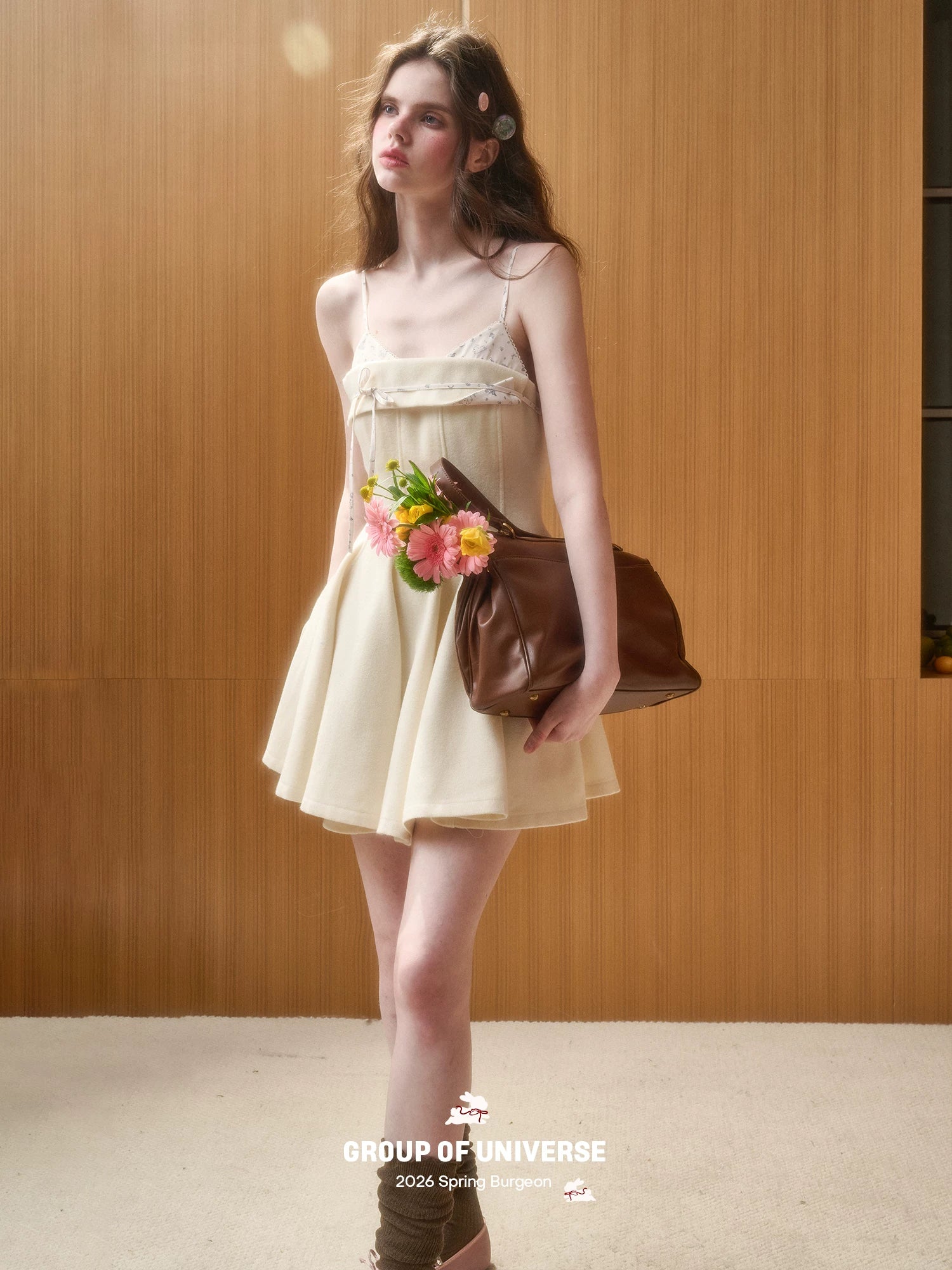 Faux-Layer Wool Slip Dress