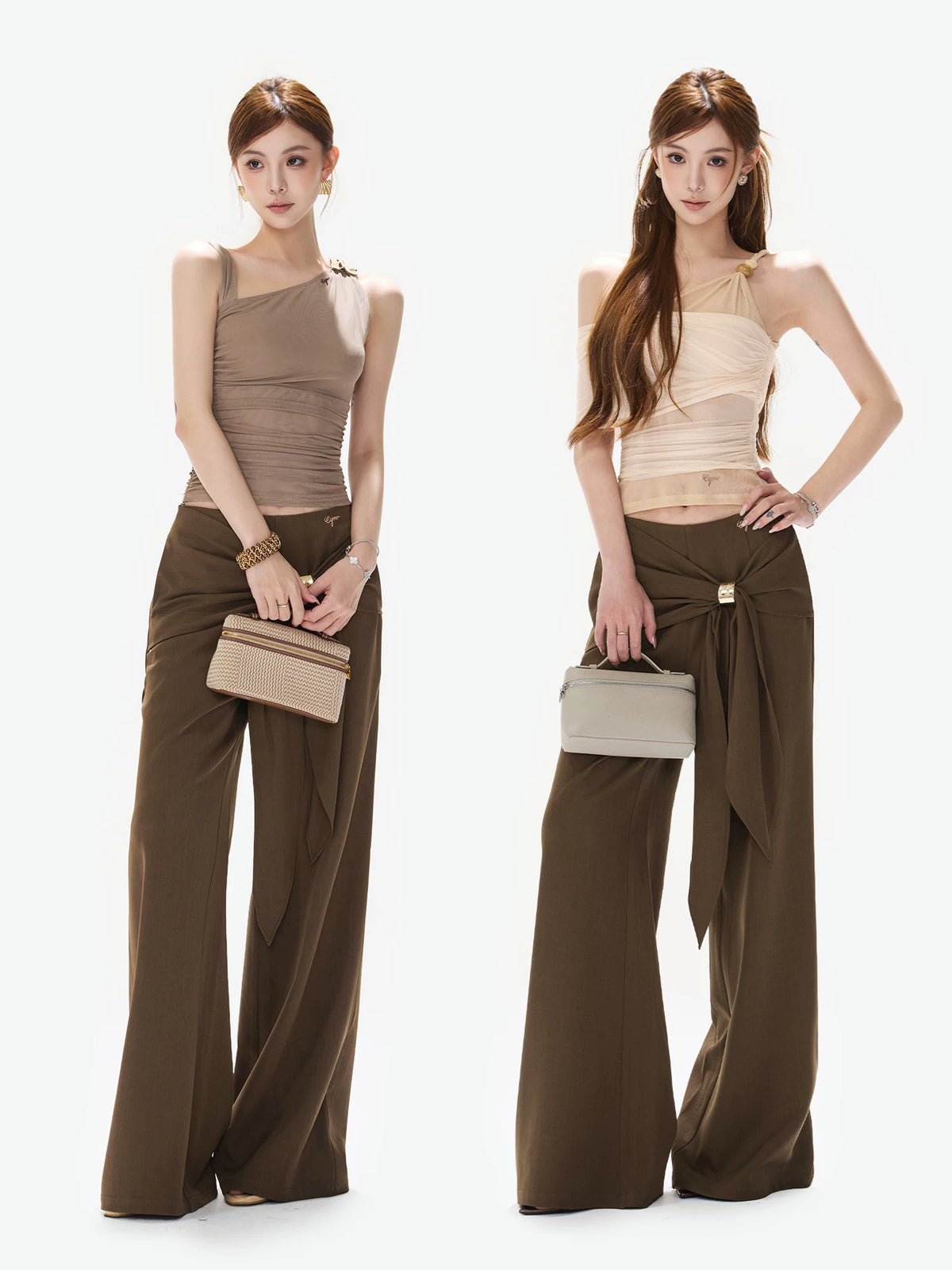 Metal Button Wide Leg Pants