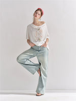 Rhinestone Pear Print Draped T-shirt