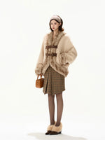 Beige Faux Fur Trim Coat