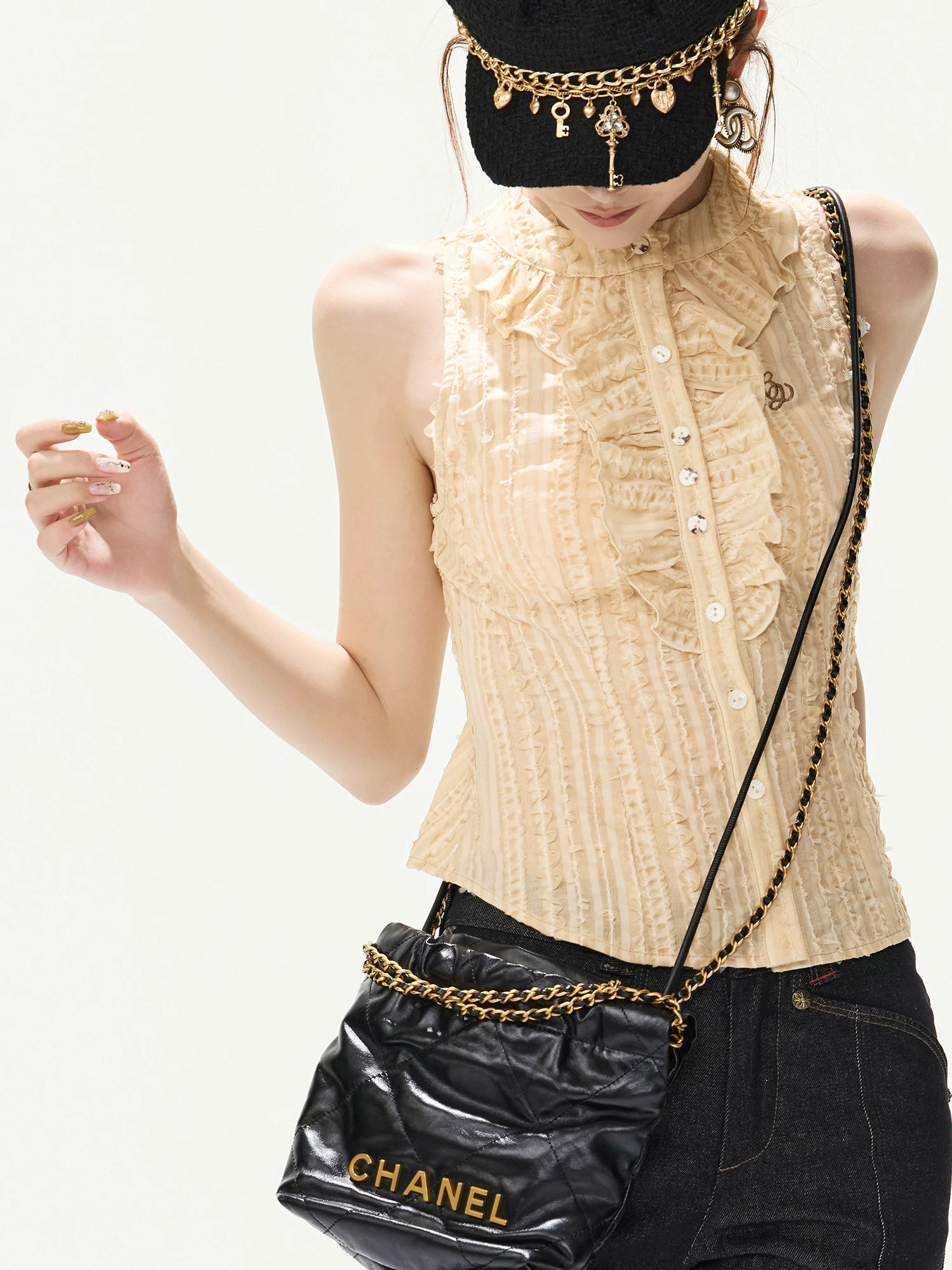 Textured Ruched Vest Top