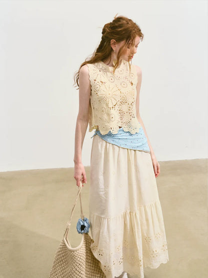 Hollow Lucky Flower Crochet Top &amp; Skirt Set