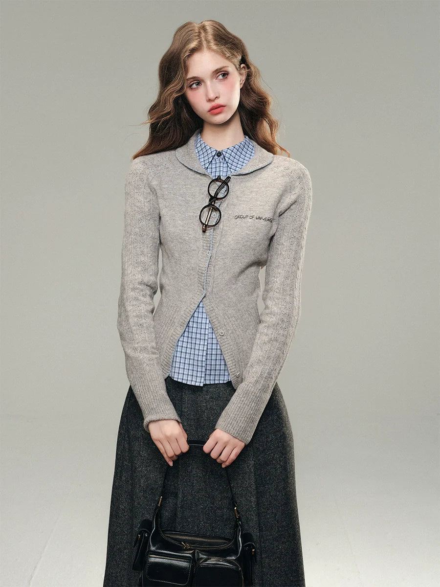 V-neck Hand-knit Cardigan