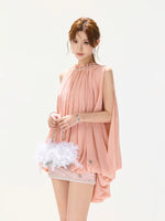 Pink Crystal Satin Skirt