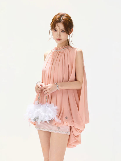 Pink Crystal Satin Skirt