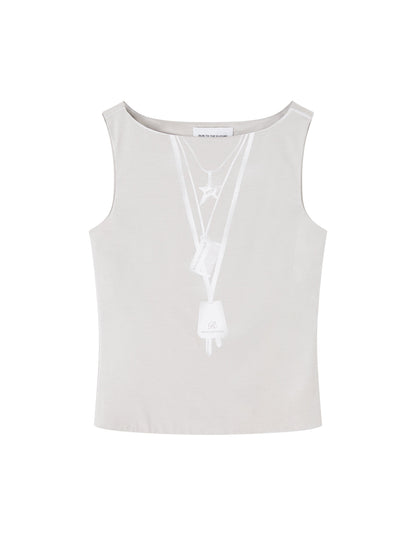 Gray Digital Print Vest