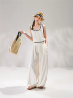 White Lace Trim Tank & Pants Set