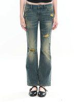Distressed Washed Denim Jeans