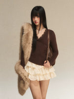 Lace Panel Faux Layered Knit Dress
