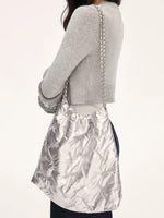 Gray Embroidered Chain Bag