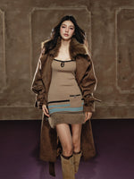 Large Lapel Long Coat & Dress Set