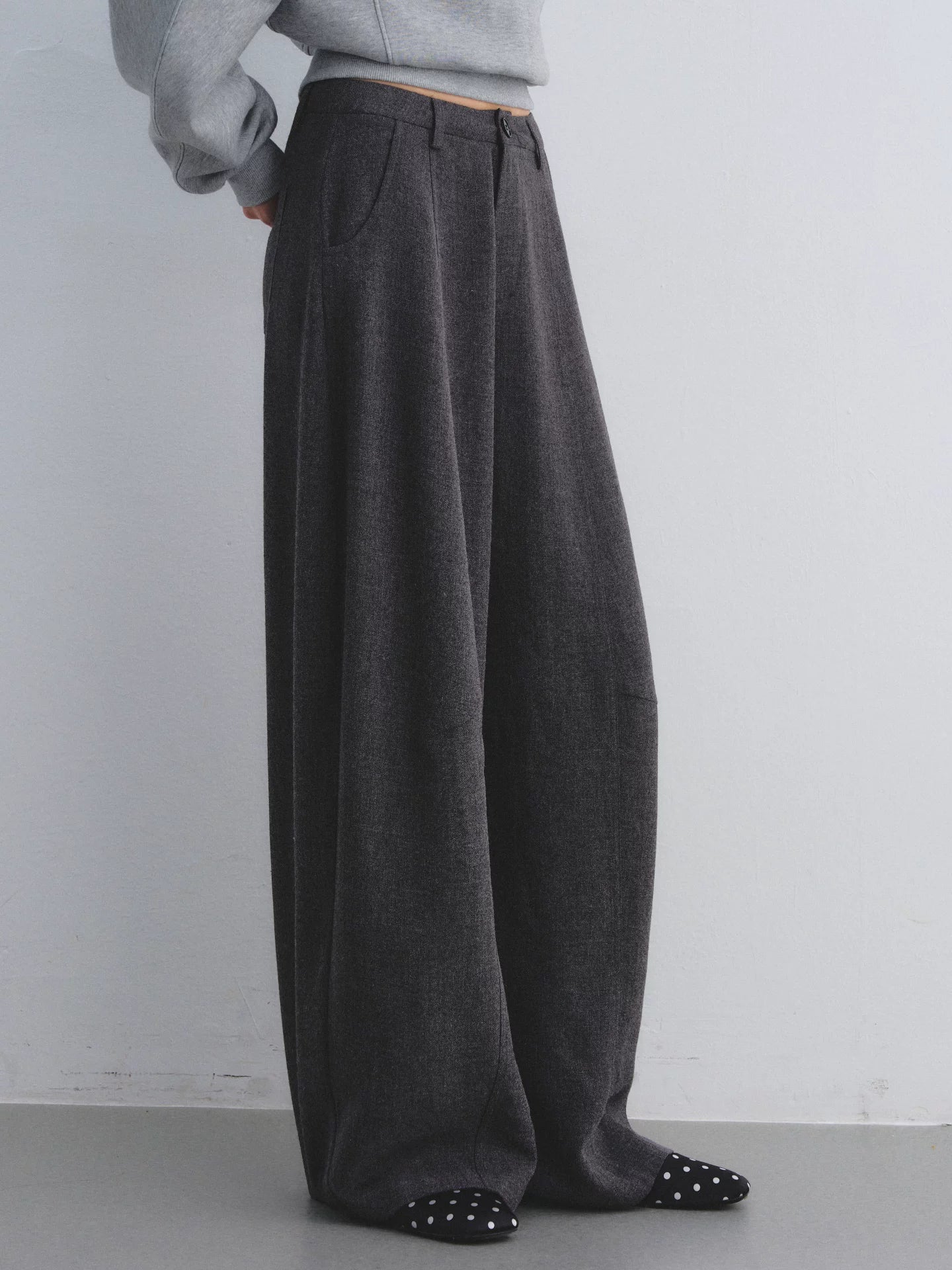 TR Front-Crease Wide-Leg Suit Pants