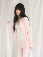 Openwork Jacquard Knit Cardigan & Camisole Set