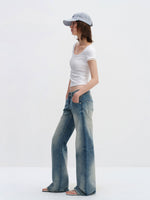 Cat Whisker Low-Waist Straight Jeans