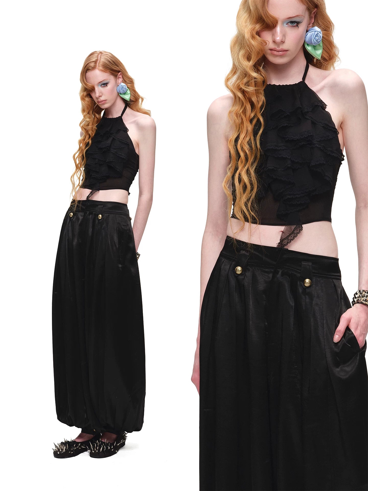 Layered Ruffle Halter Top
