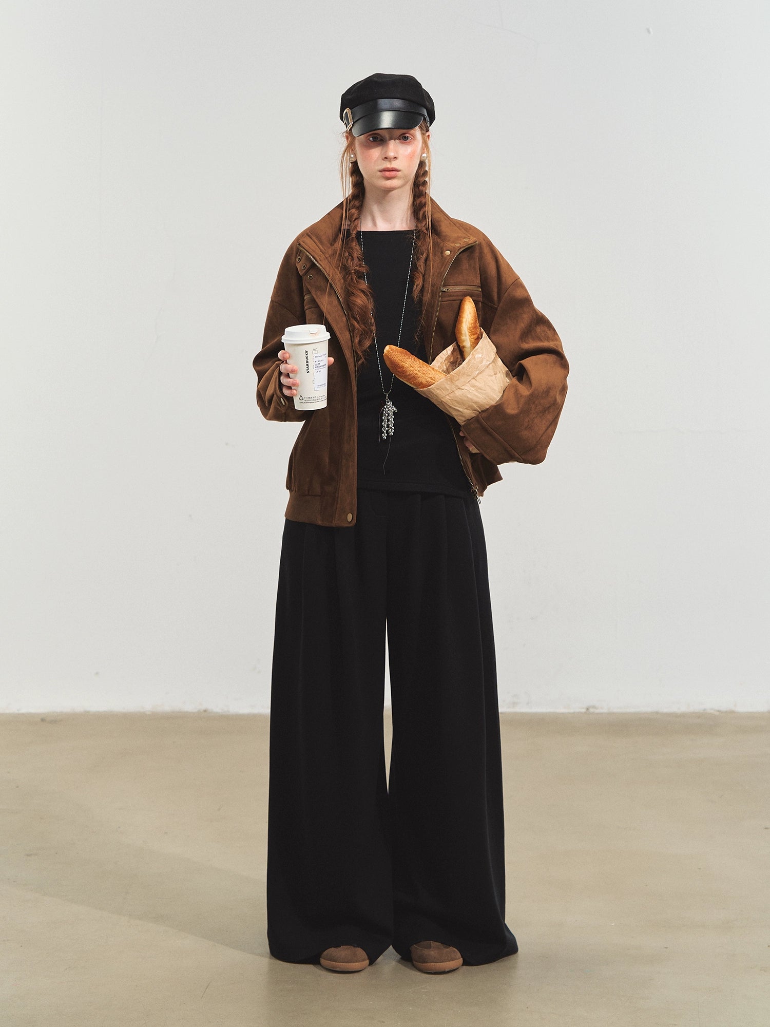 Off-Shoulder Irregular Blouse &amp; Pleated Pants Set