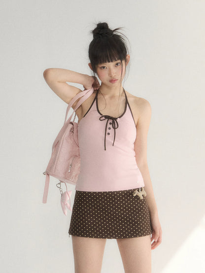 Contrast Halter Tank Top