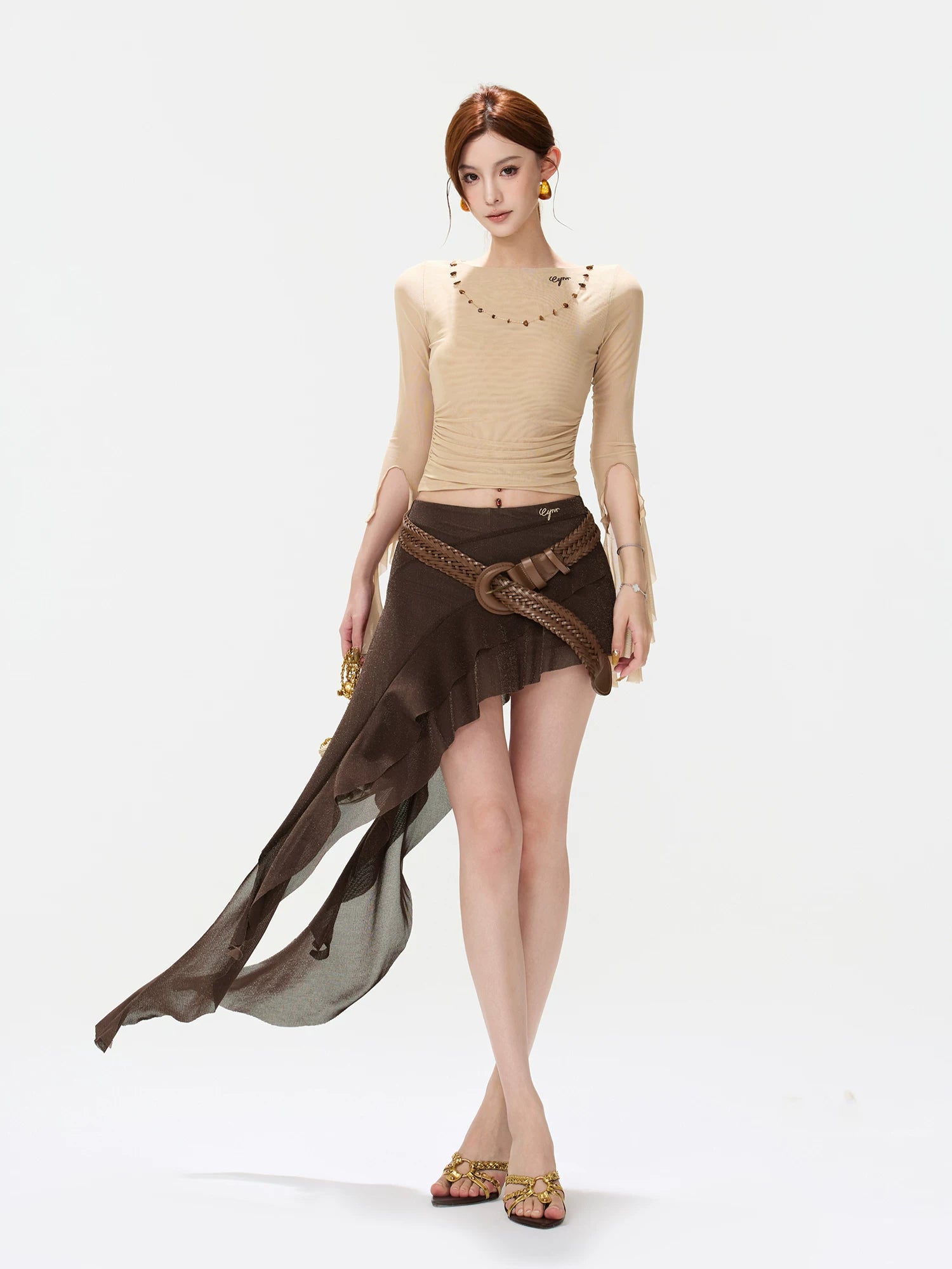 Asymmetric Ruffle Mini Skirt